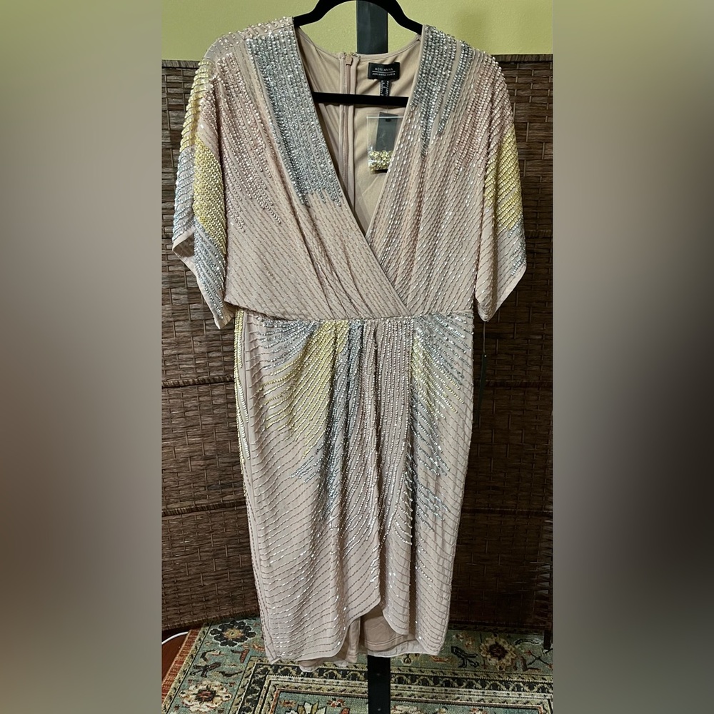 NEW Adrianna by Adrianna Papell Beaded Dolman-Sleeve Dress – Size 10 (Blush) - Picture 3 of 8